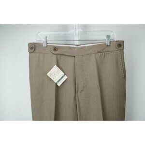 Luigi Borrelli Light Brown Woven 100% Wool Pants Sz 50 NEW